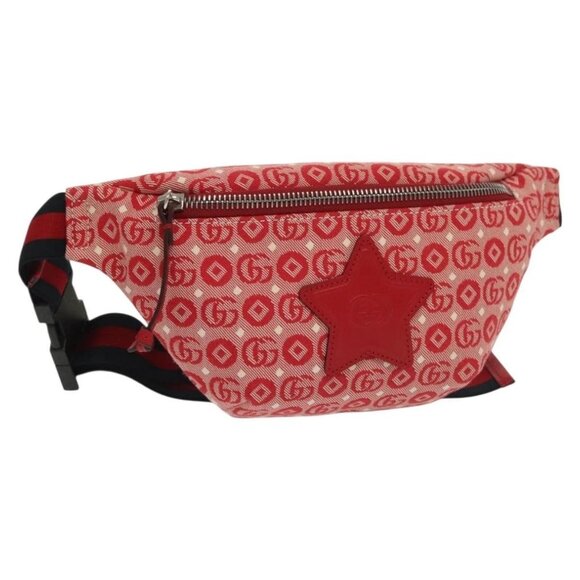 GUCCI Children's Sherry Line Bag Canvas Leather Red Silver 502095 Auth 138552 - Picture 1 of 16